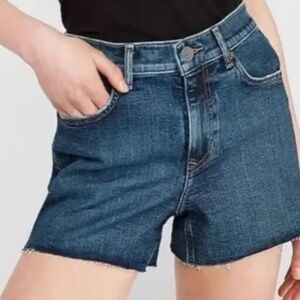 Express Raw Hem Dark Blue Super High Rise Mom Shorts Size 14